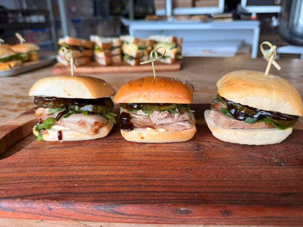 Pork Belly Slider, Pickled Cucumber, Hoisin Sauce & Spring Onion