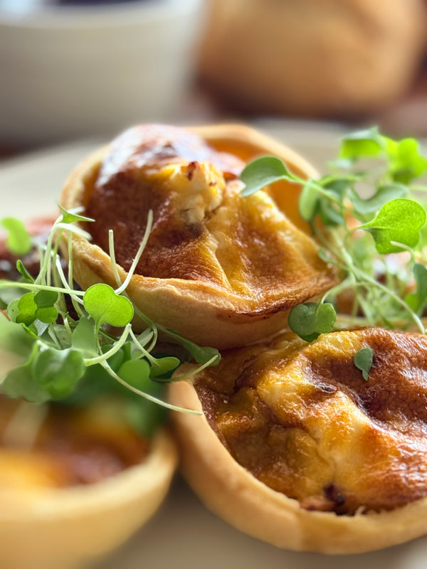 Mini Quiche with Caramelised Onion and Feta (V)