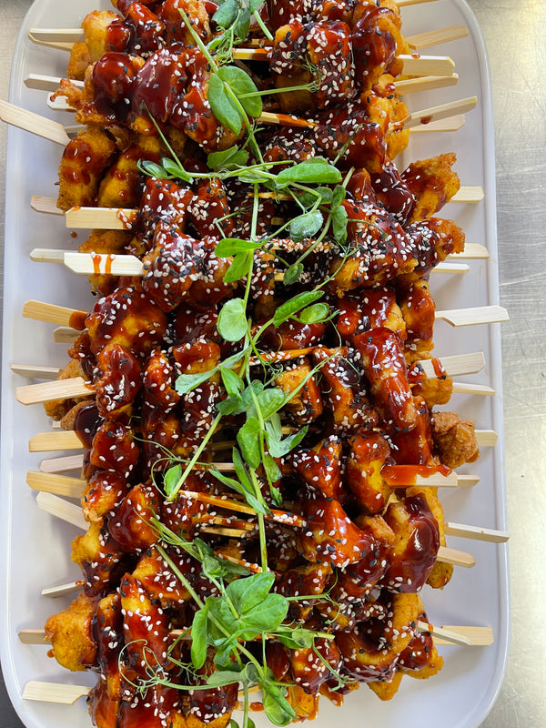 Korean Chicken Skewer, Sesame, Cucumber and Kewpie Mayo