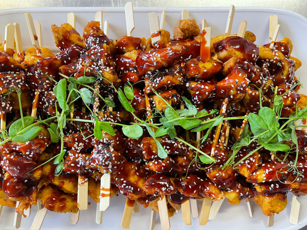 Korean Chicken Skewer, Sesame, Cucumber and Kewpie Mayo