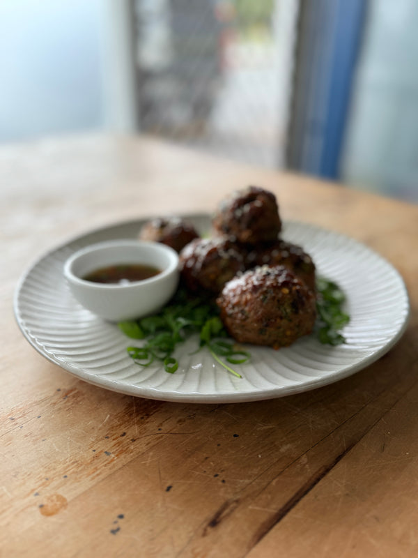 Chinese Pork and Prawn Balls with Asian Dipping Sauce