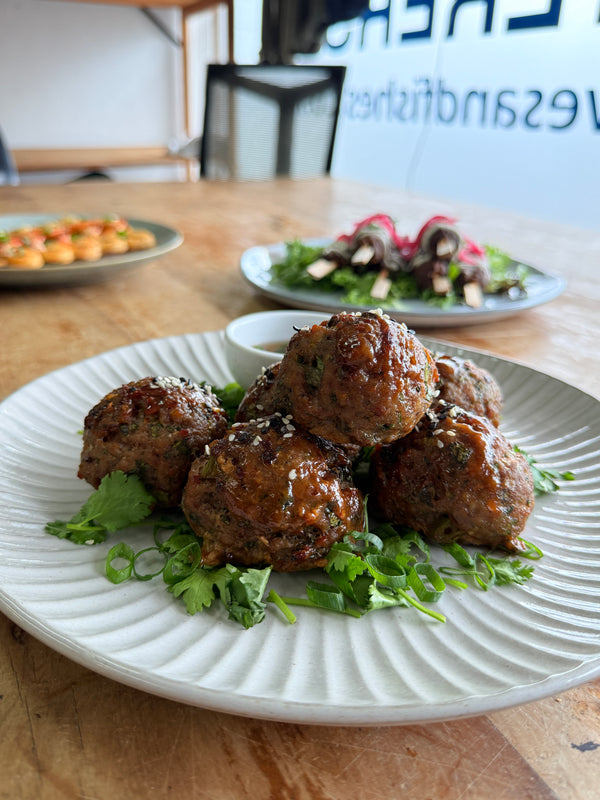 Chinese Pork and Prawn Balls with Asian Dipping Sauce