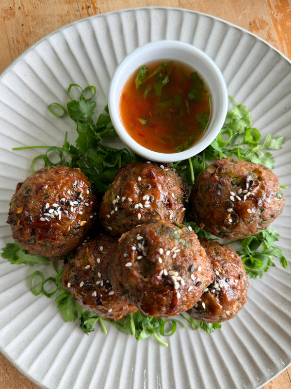 Chinese Pork and Prawn Balls with Asian Dipping Sauce